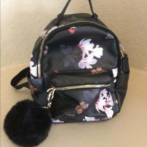 Black floral backpack
